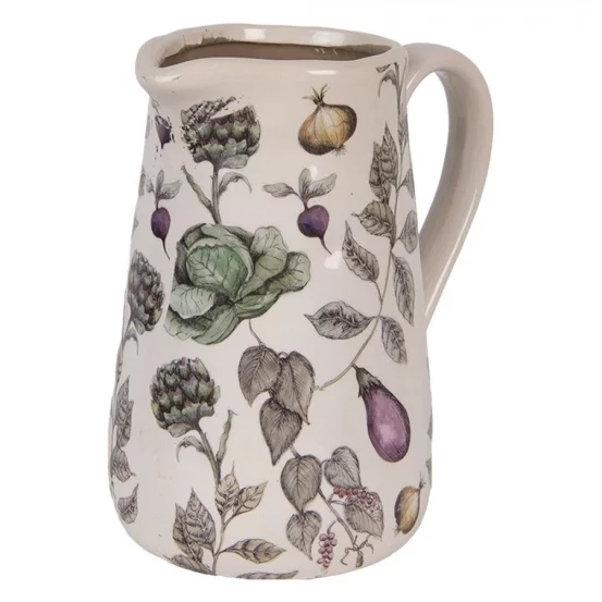 Декоративний керамічний глечик з овочевим орнаментом, 21×15×23 см
