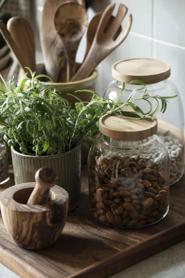 Скляна банка з бамбуковою кришкою 1,2 л