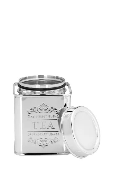 Посріблена квадратна банка для чаю