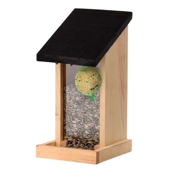 Настінна годівничка для птахів з чорним дахом