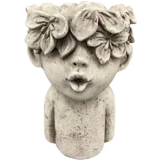 Декоративне кашпо-бюст з квітковим вінком, 17×17×24,5 см