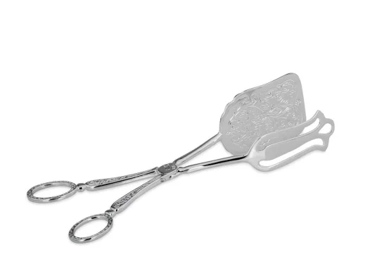 Сріблені щипці для випічки з візерунком, 22 см