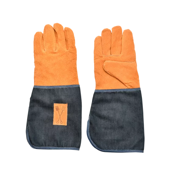 Джинсово-шкіряні садові рукавички (подовжені)