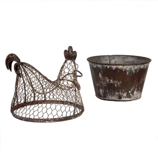Металевий кошик-кашпо для зберігання у формі курки, 39×39×25 см