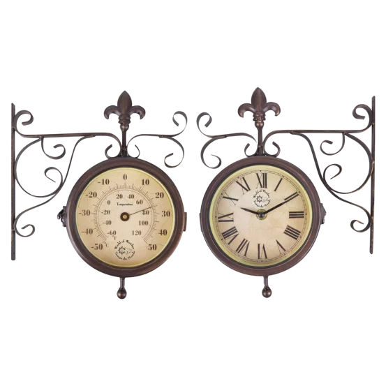 Вуличний настінний годинник-термометр двосторонній