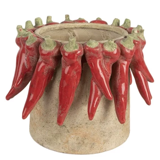 Керамічне кашпо з декором у вигляді перцю чилі, Ø21×17 см