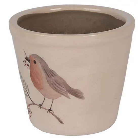 Керамічне кашпо з пташкою, Ø21×20 см