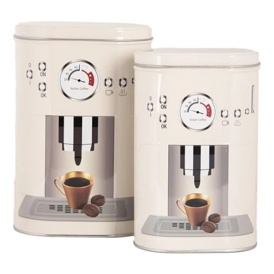 Металеві банки для зберігання кави, 20×13×9 см / 18×11×7 см