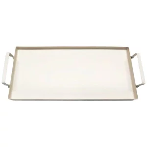 Металевий кремовий піднос із ручками SІLO, 34,5×15×6 см