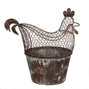 Металевий кошик-кашпо для зберігання у формі курки, 39×39×25 см