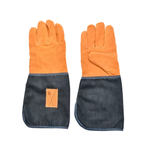 Джинсово-шкіряні садові рукавички (подовжені)