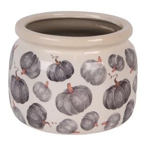 Купити Керамічне кашпо з гарбузовим орнаментом, Ø20×15 см Керамічне кашпо з гарбузовим орнаментом, Ø20×15 см