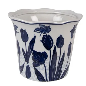 Керамічне кашпо для рослин White Blue Ceramic Ø21×16 см