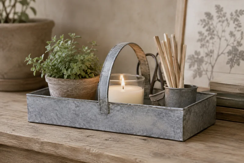 Металевий кошик з ручкою Antique Zinc