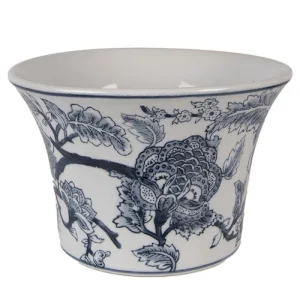 Керамічне кашпо для рослин White Blue Ceramic Ø22×15 см